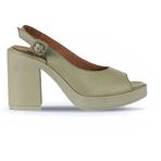 Bueno Shoes 01WY12300 Haki Deri Topuklu Kadın Sandalet