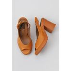 Bueno Shoes 01WY12300 Turuncu Deri Topuklu Kadın Sandalet