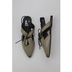 Bueno Shoes 01WY1803 Haki Siyah Deri Düz Kadın Sandalet