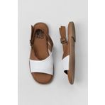 Bueno Shoes 01WY2015 Beyaz Kahve Deri Kadın Düz Sandalet
