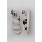 Bueno Shoes 01WY2300 Beyaz Kırık Deri Kadın Düz Sandalet