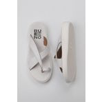 Bueno Shoes 01WY2308 Beyaz Kırık Deri Kadın Parmak Arası Terlik