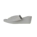 Bueno Shoes 01WY2404 Ekru Deri Kadın Dolgu Topuklu Terlik