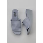 Bueno Shoes 01WY2404 Mavi Deri Kadın Dolgu Topuklu Terlik
