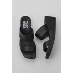 Bueno Shoes 01WY2409 Siyah Deri Kadın Dolgu Topuklu Terlik