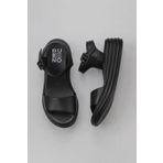 Bueno Shoes 01WY5700 Siyah Deri Kadın Dolgu Topuklu Sandalet