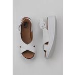 Bueno Shoes 01WY5701 Beyaz Deri Kadın Dolgu Topuklu Sandalet