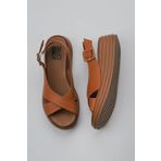 Bueno Shoes 01WY5701 Taba Deri Dolgu Kadın Topuklu Sandalet