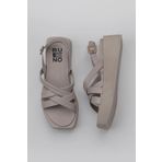 Bueno Shoes 01WY5904 Gri Deri Kadın Dolgu Topuklu Sandalet