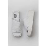Bueno Shoes 01WY5906 Beyaz Deri Kadın Dolgu Topuklu Terlik