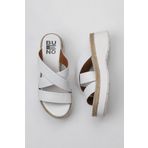 Bueno Shoes 01WY8202 Beyaz Deri Kadın Dolgu Topuklu Terlik