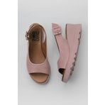 Bueno Shoes 01WY8600 Gül Kurusu Deri Kadın Dolgu Topuklu Sandalet