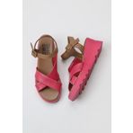 Bueno Shoes 01WY8601 Fuşya Kahve Deri Kadın Dolgu Topuklu Sandalet