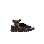 Bueno Shoes 01WY8601 Siyah Deri Kadın Dolgu Topuklu Sandalet
