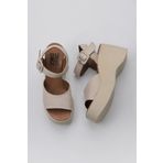 Bueno Shoes 01WY9009 Krem Deri Kadın Dolgu Topuklu Ayakkabı
