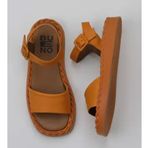 Bueno Shoes 01WY9100 Turuncu Deri Kadın Düz Sandalet