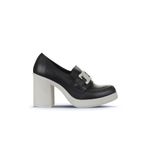 Bueno Shoes 01WZ3201 Siyah Gri Deri Kadın Topuklu Ayakkabı