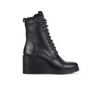Bueno Shoes 01WZ8303 Siyah Deri Kadın Dolgu Topuklu Bot