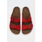 Bueno Shoes 05WT100 Kırmızı Nubuk Deri Kadın Düz Terlik