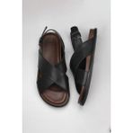 Bueno Shoes 11S23261 Siyah Deri Erkek Sandalet
