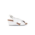 Bueno Shoes Beyaz Deri Kadın Dolgu Topuklu Sandalet 01wj1501