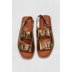 Bueno Shoes Bronz Parlak Deri Kadın Düz Sandalet