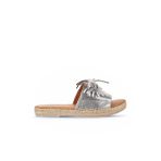 Bueno Shoes Gümüş Parlak Deri Kadın Espadril Terlik 01wn3000