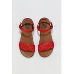 Bueno Shoes Kırmızı Deri Kadın Düz Sandalet