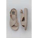Bueno Shoes Krem Deri Kadın Düz Sandalet 01WY2302 01WY2302