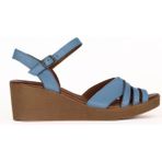 Bueno Shoes Mavi Açık Deri Kadın Dolgu Topuklu Sandalet 01WE3900 01WE3900