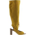 Bueno Shoes Sarı Süet Kadın Topuklu Çizme