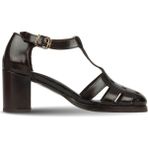 Bueno Shoes Siyah Açma Deri Kadın Topuklu Sandalet 39WA2955 39WA2955