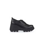 Bueno Shoes Siyah Deri Kadın Dolgu Topuklu Ayakkabı 01WZ8400