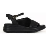 Bueno Shoes Siyah Deri Kadın Dolgu Topuklu Sandalet 01WA2402 01WA2402