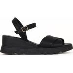 Bueno Shoes Siyah Deri Kadın Dolgu Topuklu Sandalet 01WE5201 01WE5201