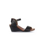Bueno Shoes Siyah Deri Kadın Dolgu Topuklu Sandalet 01wj1503