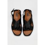Bueno Shoes Siyah Deri Kadın Düz Sandalet