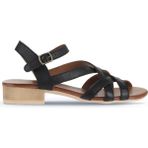 Bueno Shoes Siyah Khv-Bej Deri Kadın Az Topuklu Sandalet 01WA7300 01WA7300