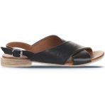 Bueno Shoes Siyah Khv-Bej Deri Kadın Düz Sandalet 01WQ5618 01WQ5618
