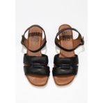 Bueno Shoes Siyah Khv-Bej Deri Kadın Düz Sandalet - Siyah - Bej