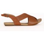 Bueno Shoes Taba Koyu Deri Kadın Düz Sandalet 01WQ0816 01WQ0816
