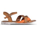 Bueno Shoes Taba Turuncu Deri Kadın Düz Sandalet