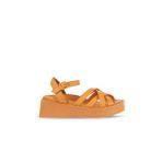 Bueno Shoes Turuncu Deri Kadın Dolgu Topuklu Sandalet 01wa4301