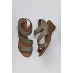 Bueno Shoes Yeşil Deri Kadın Dolgu Topuklu Sandalet 01WN3720 01WN3720
