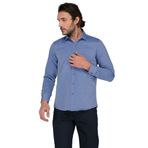 Buenza 3B8M0254D207 Mavi Düz Muz Uzun Kol Slim Fit Erkek Gömlek