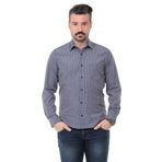 Buenza SRY 014 Lacivert Soft Ekose Uzun Kol Erkek Gömlek