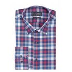 Buenza SRY 037 Mavi Ekose Slim Fit Uzun Kol Erkek Gömlek