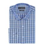 Buenza SRY 047 Mavi Soft Ekose Slim Fit Uzun Kol Erkek Gömlek