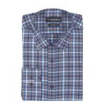 Buenza SRY 058 Lacivert Soft Ekose Slim Fit Uzun Kol Erkek Gömlek