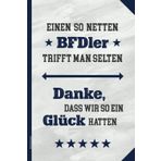 Bufdi Geschenk: A5 Notizbuch liniert ein Danke für BFDler im Bundesfreiwilligendienst kleines Dankeschön für FSJ Männer in Freiwilligenarbeit schönes Buch für Notizen im Sozialdienst und BFD